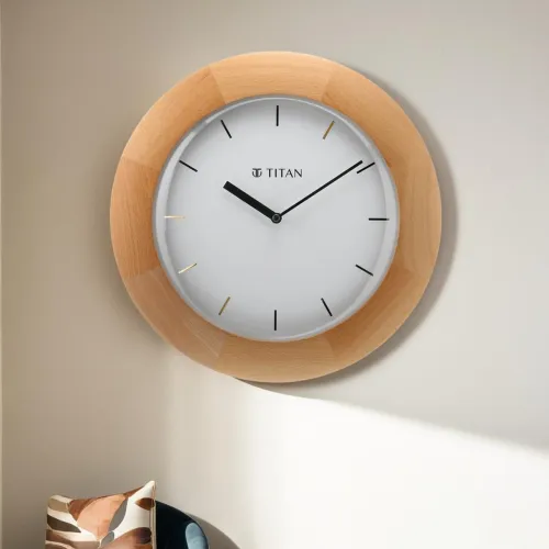 Image of Titan Analog Wall Clock Standard Brown