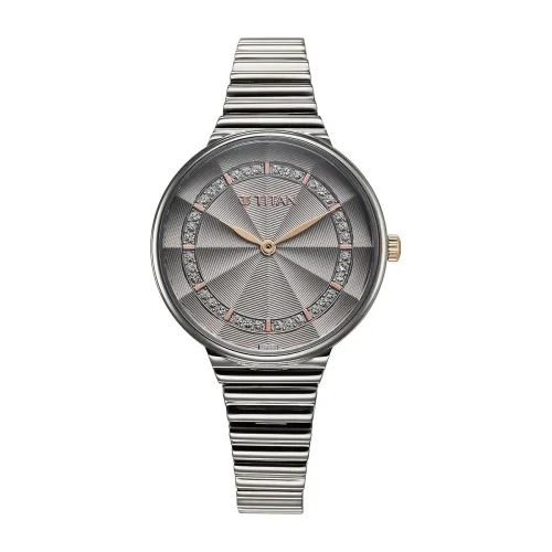 Image of Titan Aura Quartz Analog Grey Dial Stainless Steel Strap Watch for Women