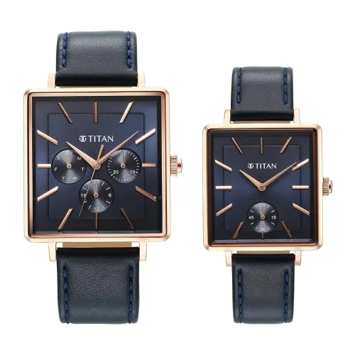 Image of Titan Bandhan Black Dial Quartz Multifunction Leather Strap Watch