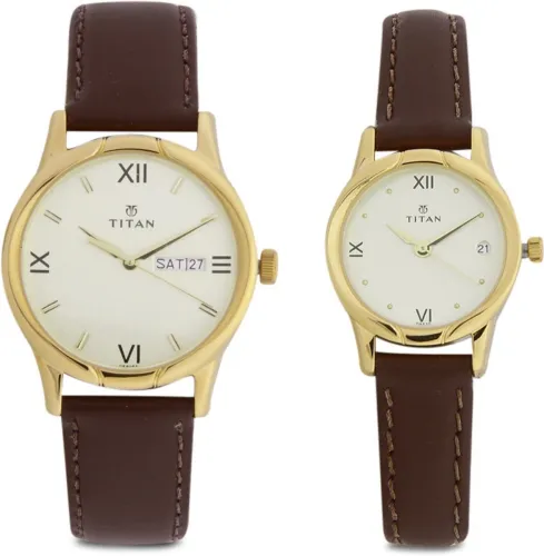 Image of Titan Bandhan Champagne Couple Analog Watch
