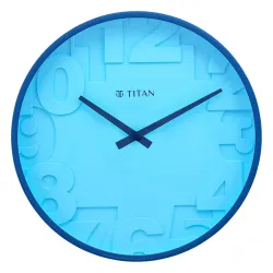 Titan Contemporary Blue Wall Clock with Overlayed Numbers - 29.5 cm x 29.5 cm (Medium)