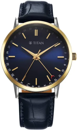 Image of Titan Elegance Blue Leather Men's Watch