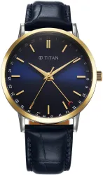 Titan Elegance Blue Leather Mens Watch