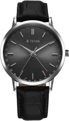 Titan Elegance Dark Grey Leather Mens Watch
