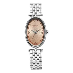 Titan Karishma Workwear Cream Dial Stainless Steel Watch for Women
