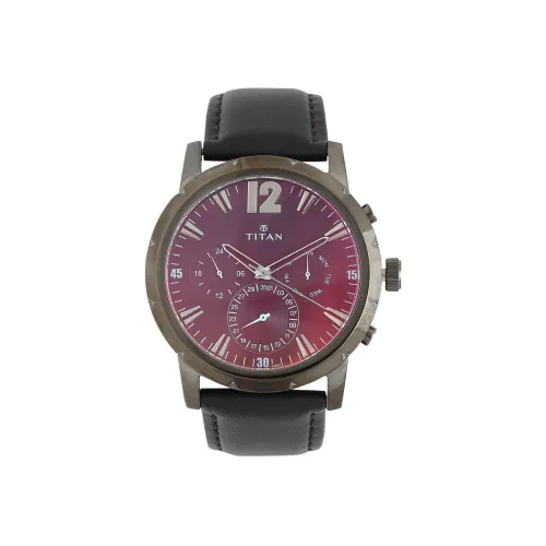 Image of Titan Men Leather Iridescent Dials Analog Grey Watch