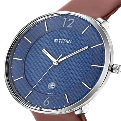 Image of Titan Minimals Quartz Analog With Blue Dial Watch For Men - Ns1849sl03