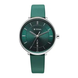Titan Neo Analog Green Color Leather Strap Watch for Women