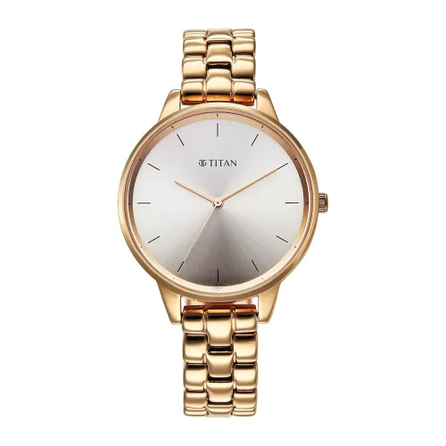 Image of Titan Neo Quartz Analog Grey Dial Rose Gold Metal Watch for Women