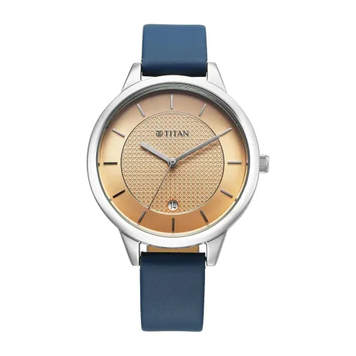 Image of Titan Neo Analog Peach Dial Leather Strap Watch for Women
