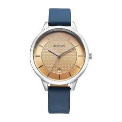 Titan Neo Analog Peach Dial Leather Strap Watch for Women