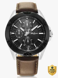 Titan Octane Multifunction Black Dial Brown LeatherStrap Automatic Analog Watch