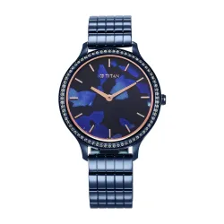 Titan Purple Secluded Quartz Analog Blue Dial with Blue Plating Stainless Steel