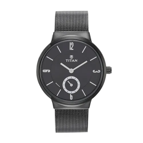 Image of Titan Quartz Analog Black Dial Stainless Steel Strap Watch for Women