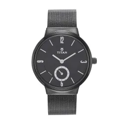 Titan Quartz Analog Black Dial Stainless Steel Strap Watch for Women