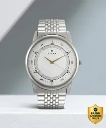 Titan Quartz White Dial Silver Metal Strap Analog Watch - For Me...more