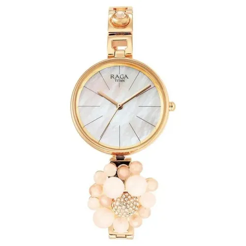 Image of Titan Raga Delight Quartz Analog Mother of Pearl Dial Rose Gold Metal Strap