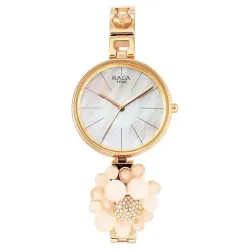 Titan Raga Delight Quartz Analog Mother of Pearl Dial Rose Gold Metal Strap