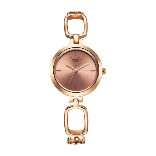 Image of Titan Raga Quartz Analog Rose Gold Dial Rose Gold Metal Strap Watch for Women - NT2725WM01