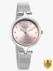 Titan Raga Showstopper Pink Dial Silver MetalStrap Analog Watch - For Women