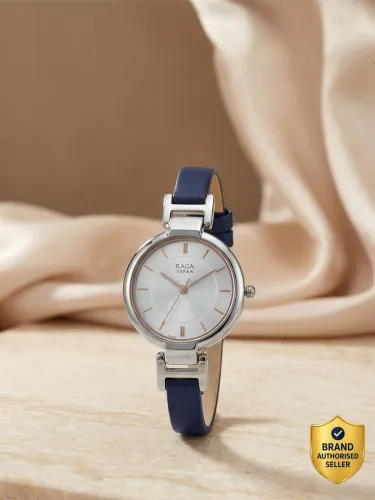 Image of Titan Raga Viva Silver Dial Blue Leather Strap Analog Watch