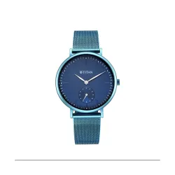 Titan Slimline Blue Dial Analog Stainless Steel Strap Watch for Women-NS95142QM01