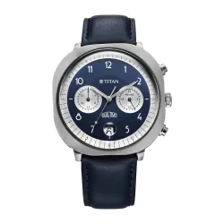 Titan Timeless Treasures Quartz Analog Dual Time with Date Blue Dial Blue