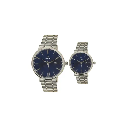 Image of Titan Unisex Metal Modern Bandhan Analog Blue Dial Watch