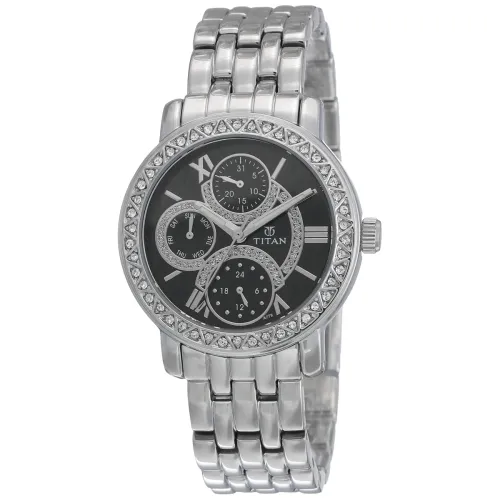 Image of Titan Women Black Dial Steel Watch