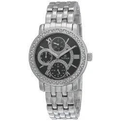 Titan Women Black Dial Steel Watch