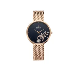 Titan Women Stainless Steel Analog Green Dial Watch-Nn95083Wm01, Band Color-Rose Gold