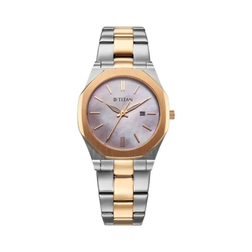 Image of Titan Workday Wonders Quartz Analog with Date Pink Mother of Pearl Dial