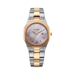 Titan Workday Wonders Quartz Analog with Date Pink Mother of Pearl Dial
