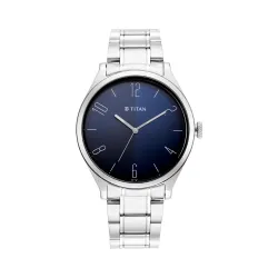 Titan Workwear Quartz Analog Gradient Blue Dial Silver Stainless Steel Strap Watch for Men - NT1865SM01