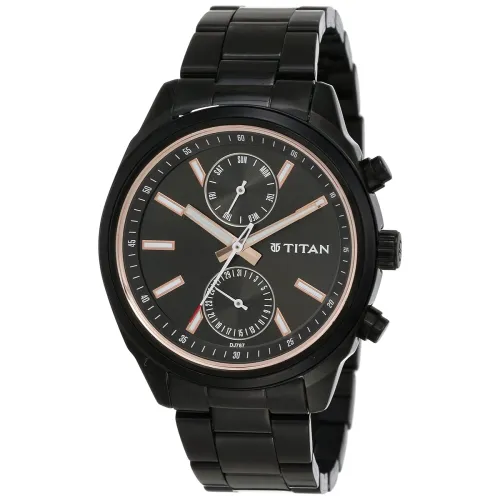 Image of Titan Workwear Quartz Multifunction Black Dial Watch for Men