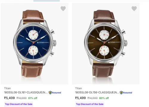 Image of Titan Wrist Watches at Minimum 60% Discount