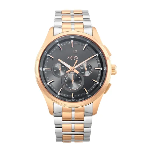 Image of Titan Xylys Quartz Multifunction Grey Dial Stainless Steel Strap Watch for Men-NS40035KM01E