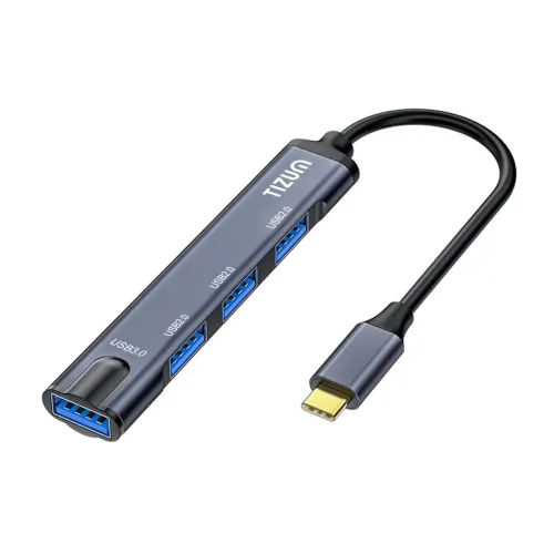 Image of Tizum 4-in-1 USB-C Hub – 1x USB 3.0, 3x USB 2.0, Grey
