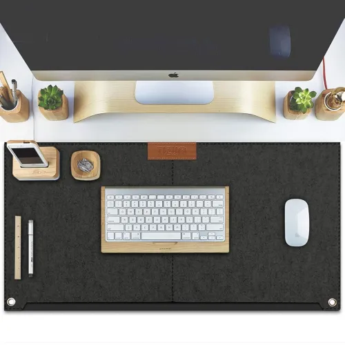 Image of Tizum Anti-Skid PU Leather Desk Mat – Dark Grey (25”x13”)