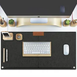 Tizum Anti-Skid PU Leather Desk Mat – Dark Grey (25”x13”)