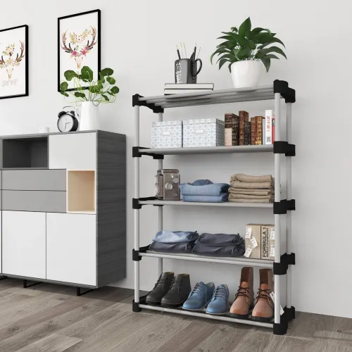 Image of TNT 5-Shelf Metal Collapsible DIY Shoe Rack