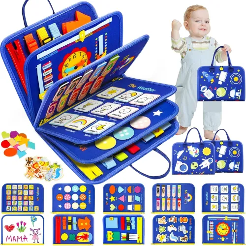 Image of Toddler Busy Board, Montessori Toys for Boys, Sensory Board Birthday Gifts