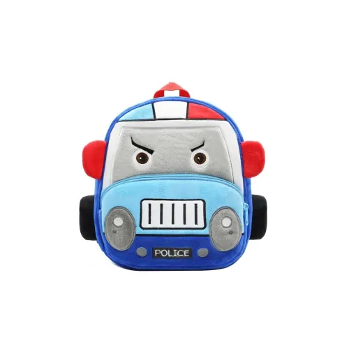 Image of Toddler School Bag Plush Cartoon Mini Preschool Bag for Baby Girl Boy 2 to 5 Years CAR - POLICE KID