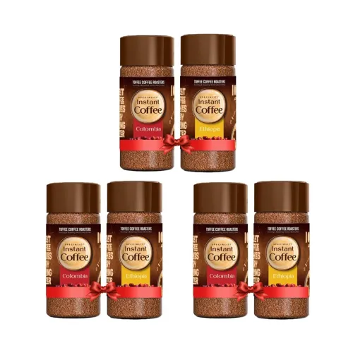 Image of Toffee Coffee Roasters Instant Coffee 100g (Pack of 6, Ethiopia & Colombia)