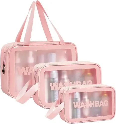 Image of TOINSOINT Women Pink Cosmetic Bag