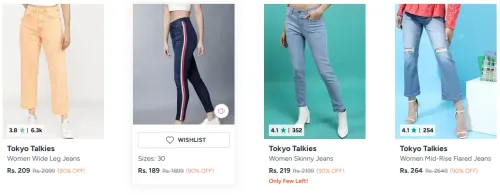 Image of Tokiyo Talkies Women Jeans upto 90% Discount