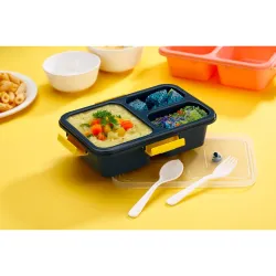 Tokyo Lunch Box | 3 Compartment Plastic Lunch Box | Tiffin Box for Boys, Girls, School & Office Men| Perfect Size for On-The-Go Meals| BPA-Free and Food-Safe Materials | 1000ml (Multicolor)