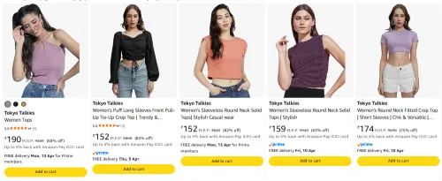 Image of Tokyo talkie womens top starting ₹190 