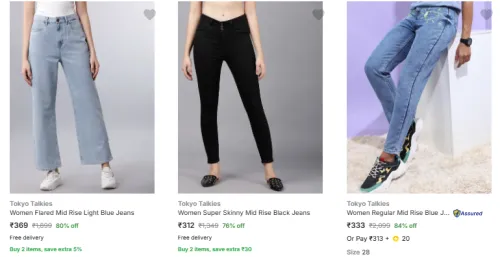 Image of Tokyo Talkies Jeans Women Jeans Minimum 80% Discount