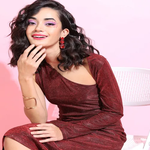 Image of Tokyo Talkies Print One Shoulder Bodycon Dress